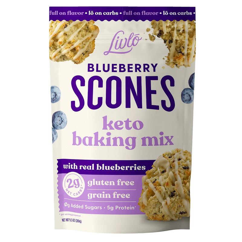 Livlo Keto Blueberry Scone Baking Mix with Real Blueberries, Low Carb, Nut Free, Diabetic Friendly Baking Mix, 10 Servings, 1 of 9
