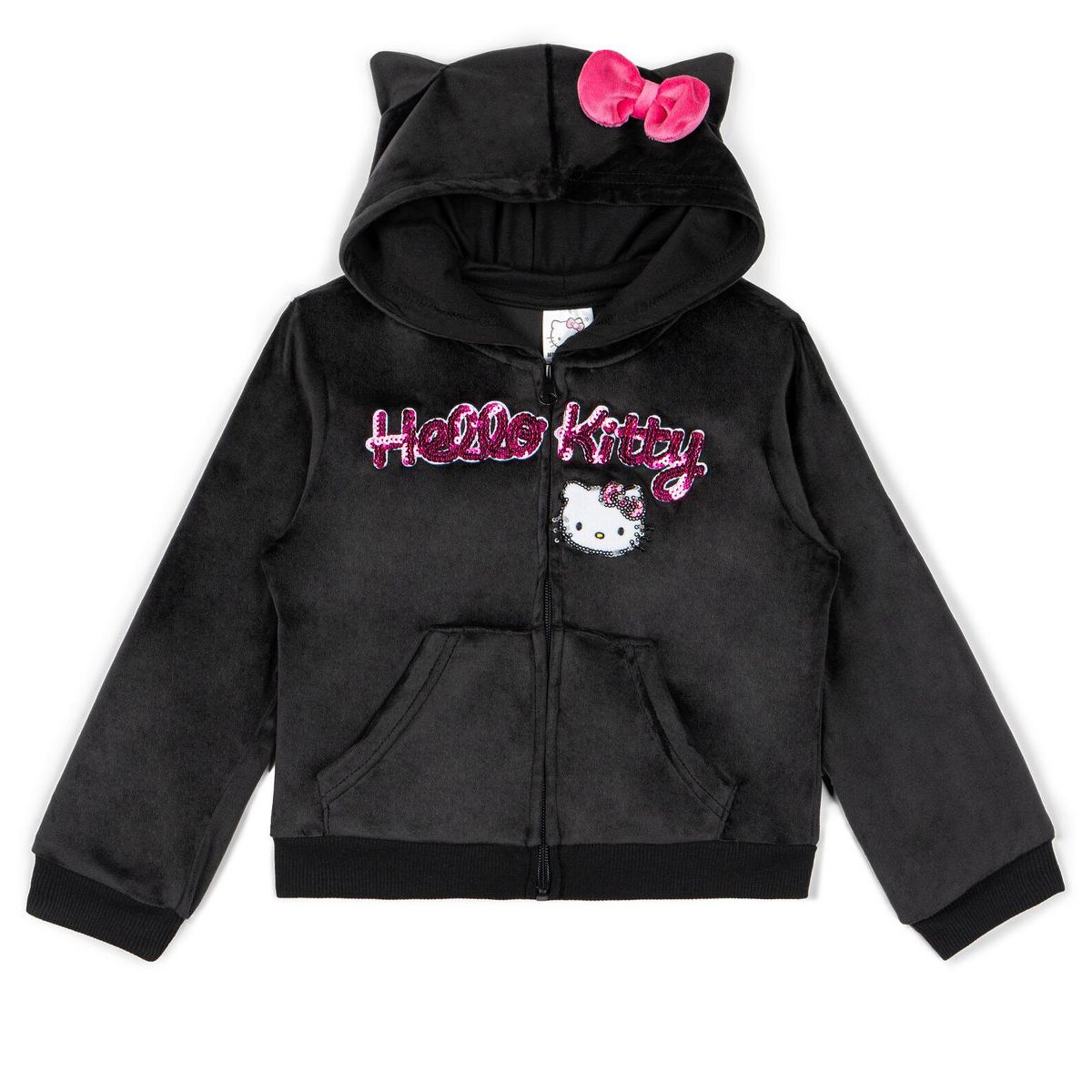 Hello Kitty Girls Velour Zip Up Hoodie and Jogger Pants Outfit Set Toddler - thumbnail 2