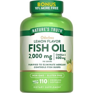 Nature's Truth Fish Oil 2000mg | 110 Odorless Softgels | Natural Lemon Flavor - 1 of 4