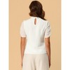 Allegra K Women's Elegant Swiss Dots Puff Short Sleeves Stand Collar Chiffon Blouse - 3 of 4