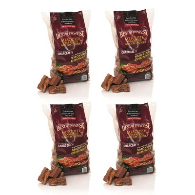 Best of the West 10006 Natural Classic Mesquite Barbecue Flavor Smoking Wood Chunks for Grilling, 8 Pounds (4 Pack)