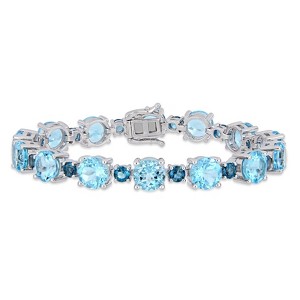 EVERLY JEWELRY | Sterling Silver 37 1/10 CT TGW Sky Blue Topaz London Blue Topaz Bracelet, 7.25-inch - 1 of 4