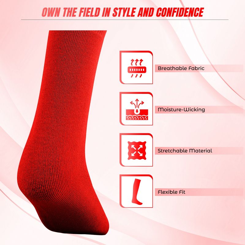Vizari League Sports Socks for Boys and Girls | Polyester and Stretchable Adult League Socks | Soccer Socks with 360° Arch and Ankle Support | Football socks, 3 of 7
