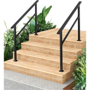 COZONY Metal Handrails for Outdoor Steps, Adjustable Stair Railing with All-Weather Coating, Heavy Duty Hand Rail Kit for Porch, Stairs, Balcony - 1 of 4