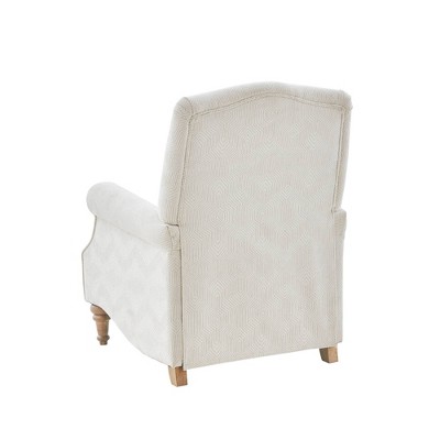 Ivory Woven Fabric Recliner with Oak Legs
