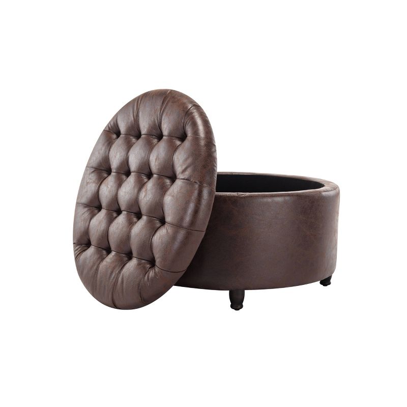 Large Round Tufted Storage Ottoman with Lift Off Lid - WOVENBYRD, 5 of 19