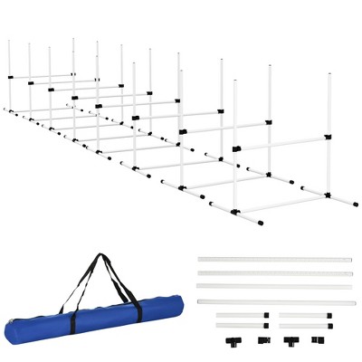 PawHut Dog Agility Starter Kit with Adjustable Height Jump Bars, Included Carry Bag, & Displacing Top Bar