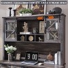 SinCiDo 60" Farmhouse L Shaped Office Desk w/ Drawer, Wood Home Office Executive Desk w/ Hutch & Charging Ports, Storage Cabinet - 3 of 4