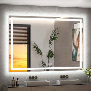Keonjinn LED Bathroom Vanity Wall Mirror, 3 Color Temperatures Dimmable, Frontlit & Backlit, Double Lights Strips - 1 of 4