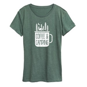 Women's - Instant Message - Coffee And Camping Short Sleeve Graphic T-Shirt - 1 of 4