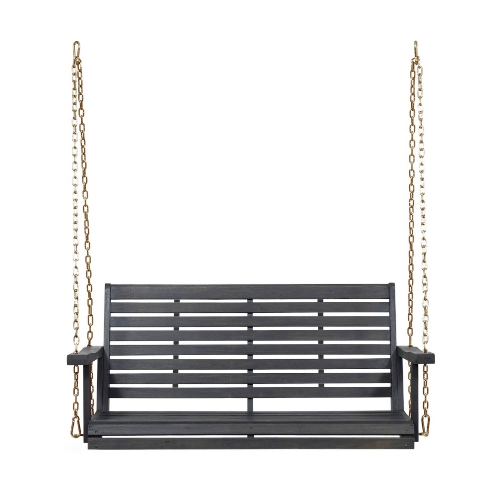 Tasmania Acacia Wood Patio Porch Swing Gray - Christopher Knight Home: Weather-Resistant, 2-Seater with Hanging Hardware