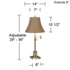360 Lighting Traditional Swing Arm Desk Table Lamp Adjustable Height 36" Tall Antique Brass Natural Burlap Bell Shade Living Room Bedroom - 3 of 4