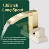 Cobbe Double Handle 4-Inch Centerset Vanity Sink Faucets with Waterfall Spout, Pop-Up Drain and Supply Hoses Brushed Gold - 3 of 4