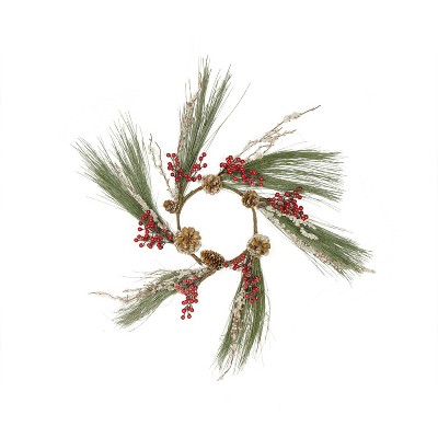 Melrose Red and Green Frosted Berries Pine Cone Artificial Christmas Wreath - 20-Inch,Unlit