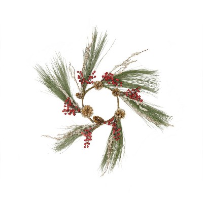 Melrose Red and Green Frosted Berries Pine Cone Artificial Christmas Wreath - 20-Inch,Unlit