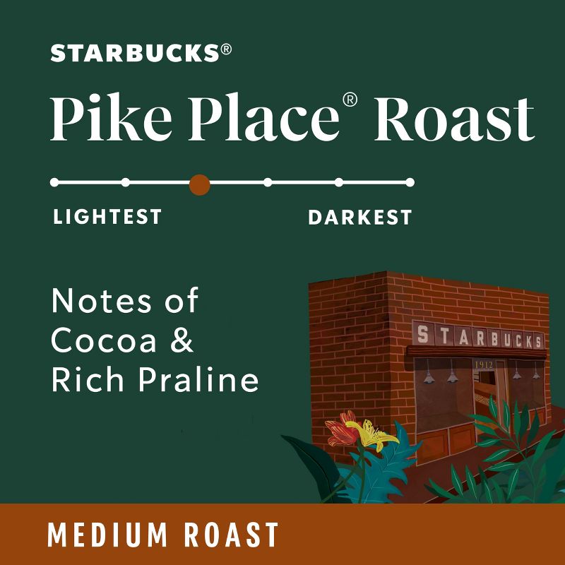 Starbucks Medium Roast K-Cup Coffee Pods Pike Place Roast for Keurig Brewers, 3 of 8