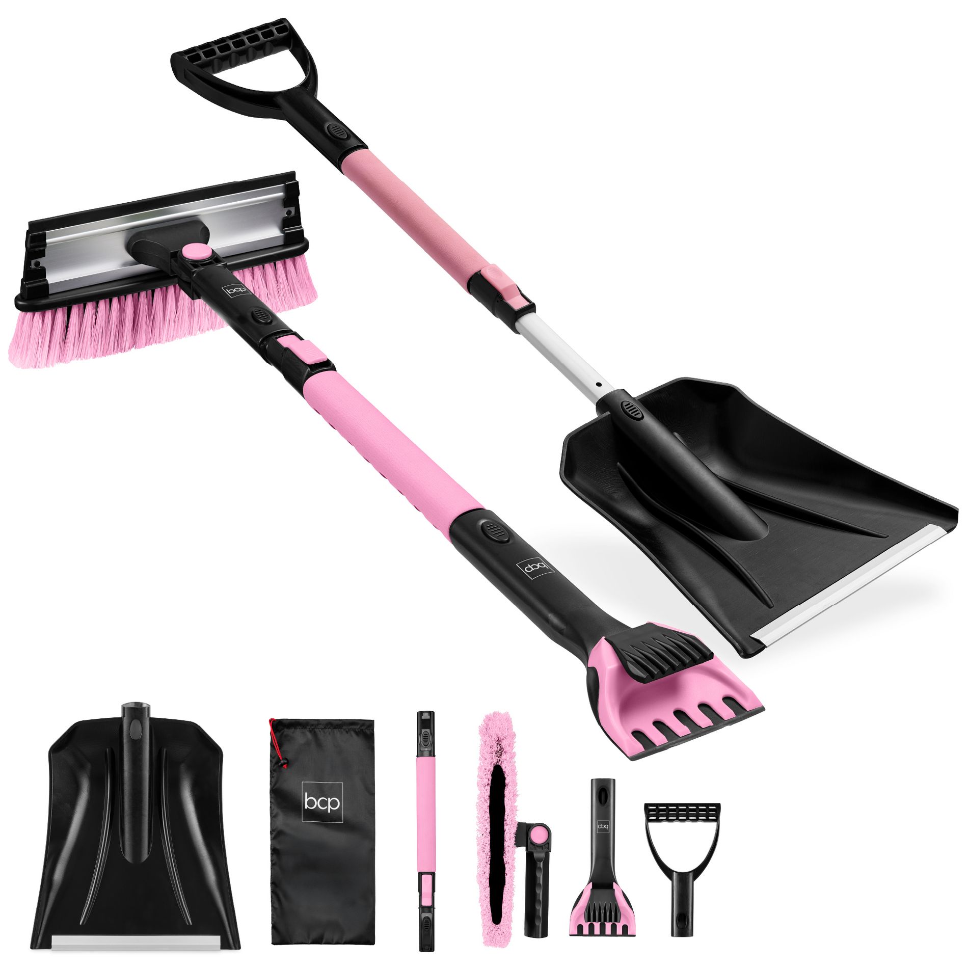 Best Choice Products 39 Extendable Snow Brush with Shovel, Squeegee & Ice Scraper with Storage Bag"