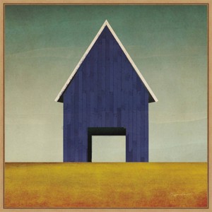 22" x 22" Navy Barn Summer by Ryan Fowler Framed Canvas Wall Art Print - Amanti Art: Modern Lithograph, Polystyrene Frame - 1 of 4