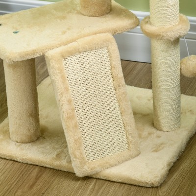 Beige Sisal Cat Tree with Hammock and Condo