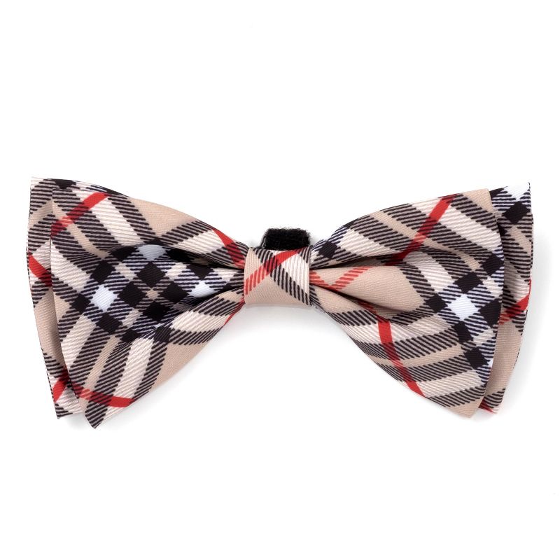 The Worthy Dog Bias Plaid Bow Tie Adjustable Collar Attachment Accessory, 1 of 3