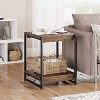 Homhougo 20" Large Square Farmhouse Wood Storage End Table- Modern Metal Frame Bed Couch Sofa Side Table/Nightstand, Easy Assembly, Brown - 3 of 4