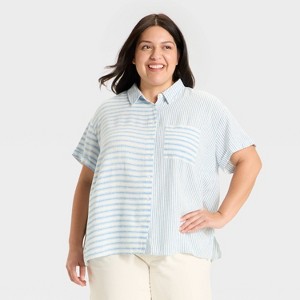 Women's Short Sleeve Button-Down Shirt - Ava & Viv™ - 1 of 3