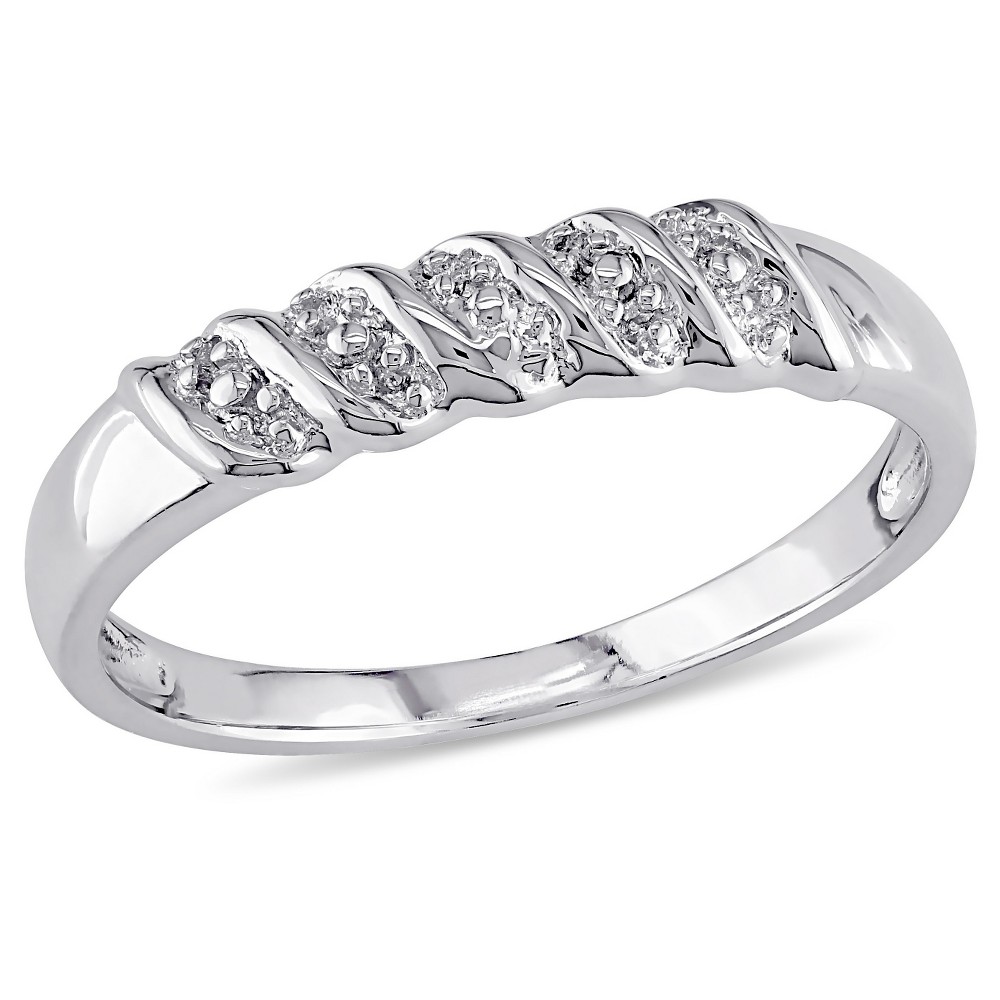 Photos - Ring Diamond Illusion Wedding Band in Sterling Silver - (5)