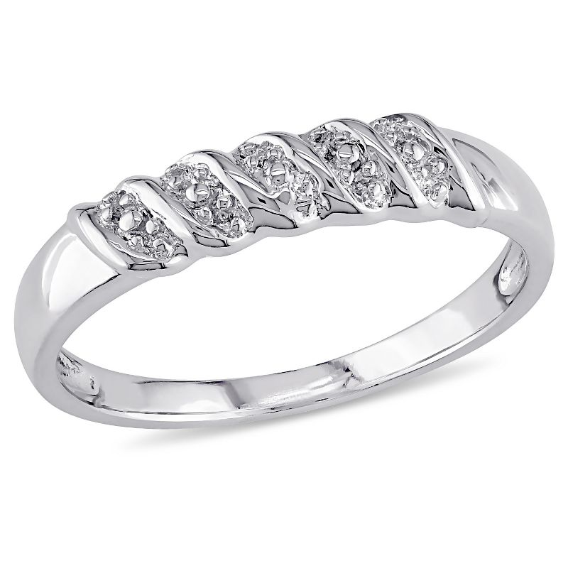 Diamond Illusion Wedding Band in Sterling Silver, 1 of 4