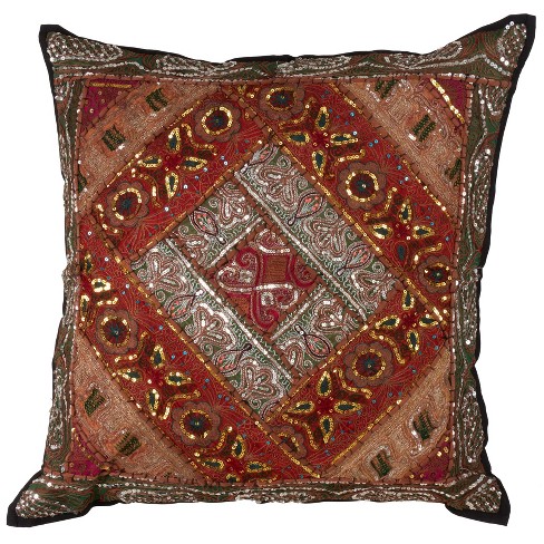 20x20 Square Cotton Sari Silk Decorative Throw Pillows