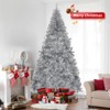 6 FT Artificial Christmas Tree, Unlit Hinged Christmas Pine Tree with 800 Branch Tips and Sturdy Metal Stand, Silver - 4 of 4