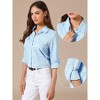 INSPIRE CHIC Women's Turndown Collar Rolled Long Sleeve Pockets Button Down Shirts - 2 of 4