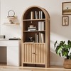 Bella Depot 71" Tall Farmhouse Arched Bookshelf with Storage Cabinet - 2 of 4