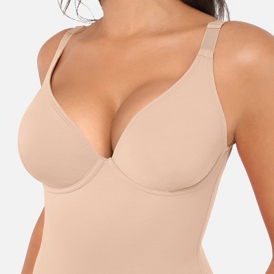 Feelingirl Women's Deep V Neck Tummy Control Thong Shapewear Bodysuit