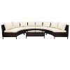CAVINAS 5 Pieces All-Weather Patio Outdoor Seating Sets, Brown PE Rattan Wicker Sofa Set Outdoor Patio Sectional Furniture Set, Beige - 4 of 4