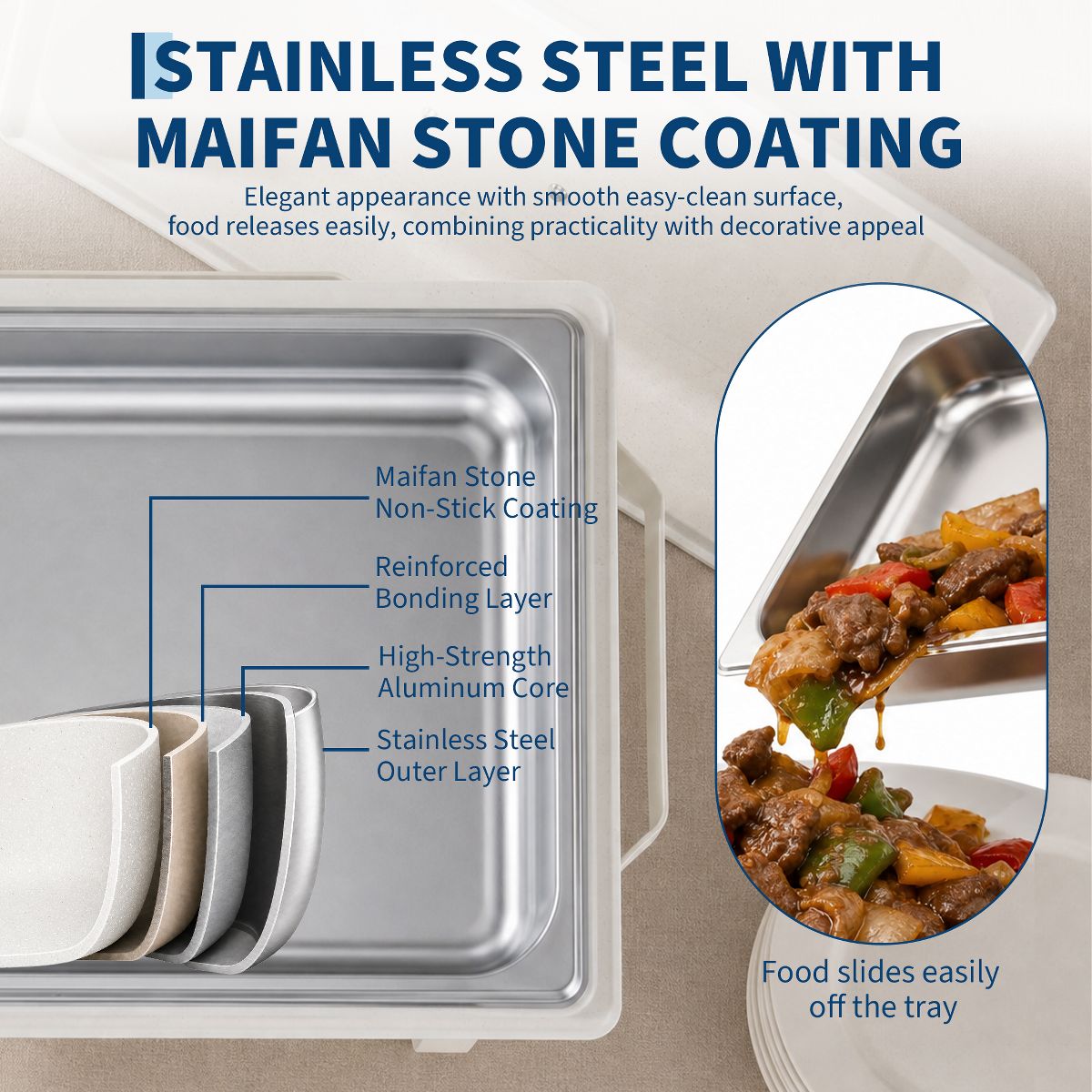 Chafing Dish Buffet Set, Rectangle Catering Warmer Server - thumbnail 4