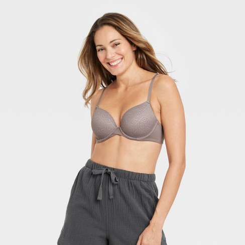 Women's Icon Full Coverage Lightly Lined Bra with Lace - Auden™ Gray 34DD
