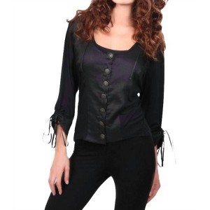 Women's Drawstring-Slv Buttoned Top - ANGEL - 1 of 2