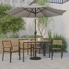 Emma and Oliver7 Piece Patio Table Set - 4 Synthetic Faux Teak Stackable Chairs - Faux Teak Table - Umbrella with Base - image 2 of 4