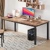 Long Dining Table for 4-6 People, Modern Large Rectangle Wood Kitchen Table with Sturdy Metal Legs - 3 of 4