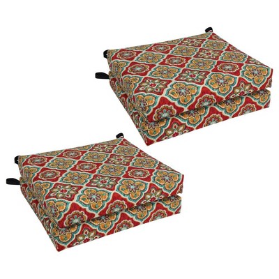Blazing Needles, 20-inch by 19-inch Patterned Outdoor Spun Polyester Chair Cushions (Set of 4)