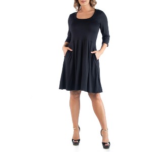 24seven Comfort Apparel Fit and Flare Plus Size Dress - 1 of 4