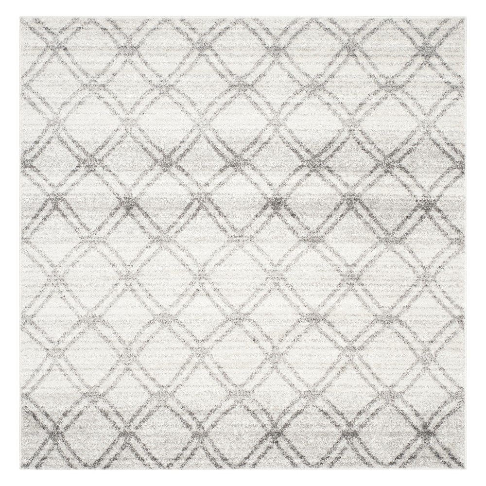 4'X4' Geometric Square Area Rug Silver/Charcoal - Safavieh