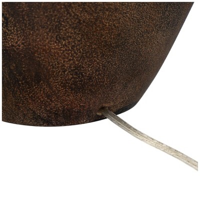 Set of 2 Dark Terra Cotta Urn Table Lamps with Tapered Fabric Drum Shades