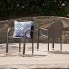 Aurora 2pk Wicker Armed Stacking Chairs - Brown - Christopher Knight Home: Weather-Resistant, Aluminum Frame - 2 of 4
