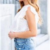 Women's Ruffle Sleeve Eyelet Mixed Blouse - Hem & Thread - 3 of 4