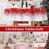 Red Christmas Tablecloths Collection Waterproof Holiday Dining Table Decor Indoor Outdoor with Snowflakes Tree Patterns - 3 of 4
