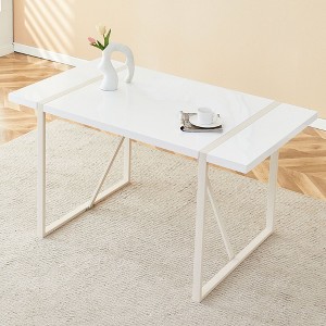 NicBex Dining Room Table for 4 Industrial Long Dining Table Counter Height Table with Metal Legs and Faux Marble for Dining Rooms - 1 of 4