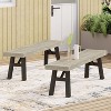Vynxaria Patio Benches - 63" Light Gray Outdoor Seating with Slat Panel Design - 3 of 4