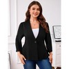 Women Plus Size Blazer Peplum V-Neck Cardigan Long Sleeve Button Open Front Jacket - 2 of 4