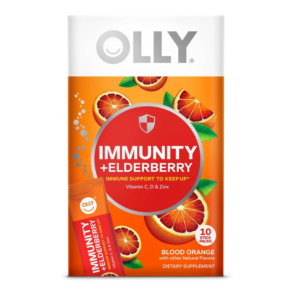 Olly Immunity Powder, Daytime Immune Support, Fizzy Drink Mix, Blood Orange - 10 Count